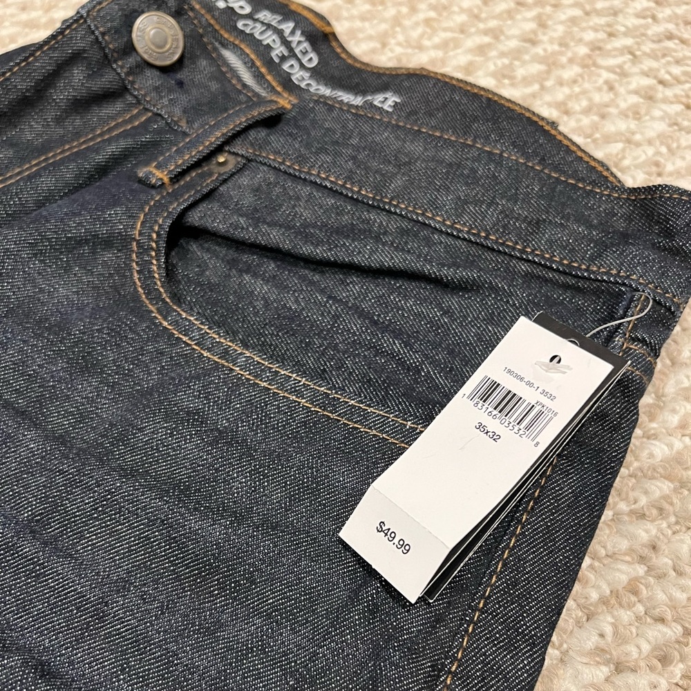 NWT Men’s Gap Relaxed Fit Jeans, Dark Wash, 100% Cotton, 35x32